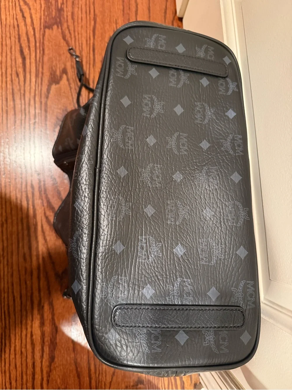 MCM Black Monogram Visetos Medium Leather Tote